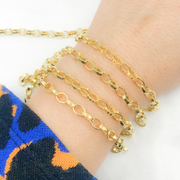 Gold Plated 925 Sterling Silver Flat Oval Link Chain